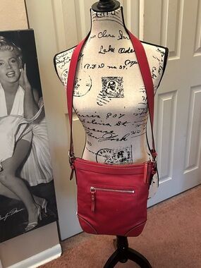 Red Leather Coach cross body bag